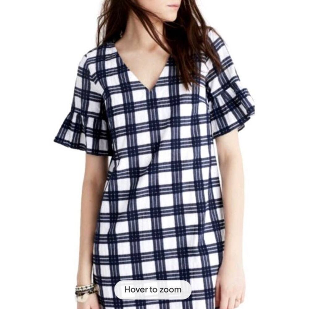 Madewell 0 Leighton Bell-Sleeved Plaid Mini Dress - Picture 2 of 6